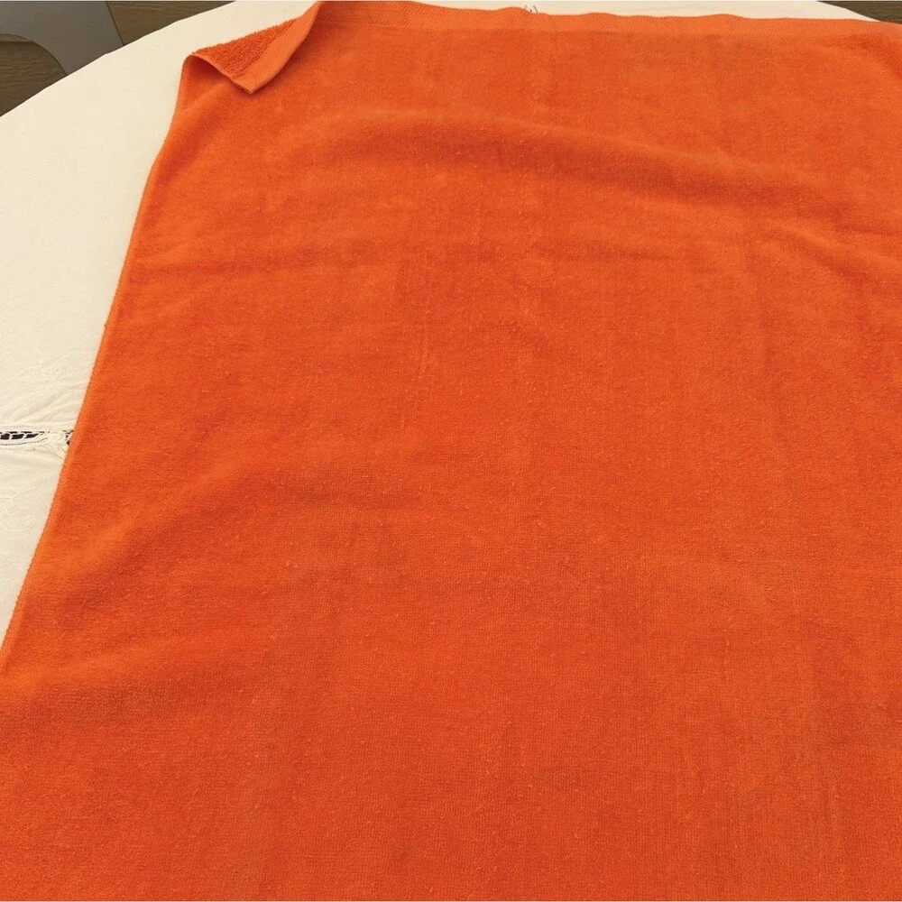 VTG St. Mary’s 70s Orange Bath Towel Set Boho Cottagecore Lace Trim Floral USA